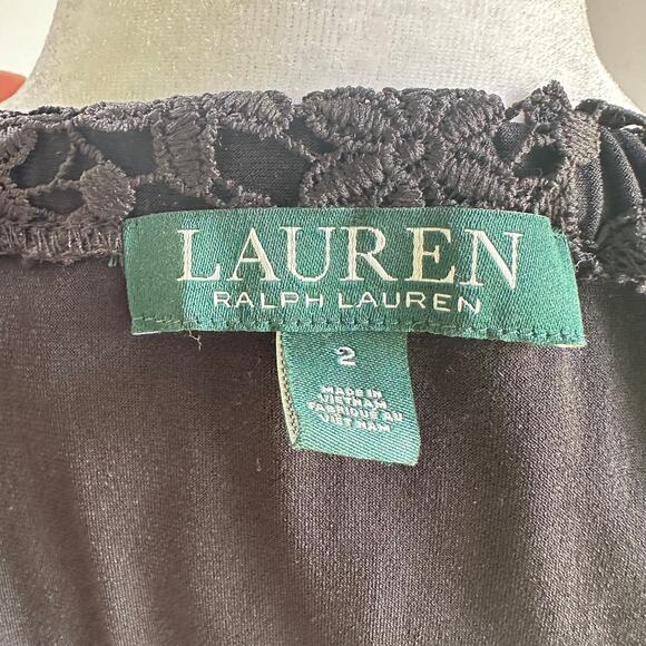 Ralph Lauren Lace Off Shoulder Cocktail Formal Shift Knee Stretch Dress Sz 2 - Picture 10 of 11